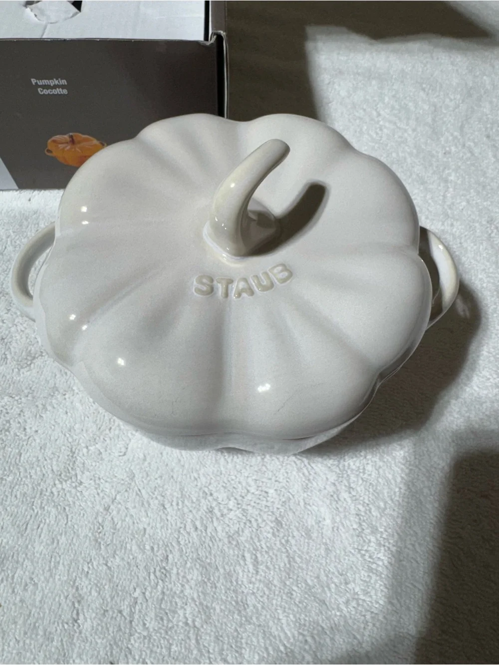 Staub Cream Pumpkin-Shaped Enameled Cast Iron Cocotte